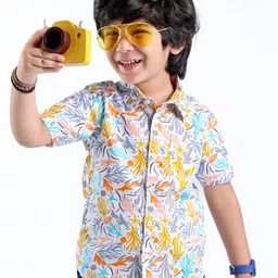 Babyhug 100% Cotton Woven Half Sleeve Regular Collar Shirt Abstract Print - Multicolour-picture-11