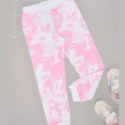 Pantaloons Junior Cotton Tie Dye Track Pants - Pink-picture-13
