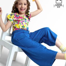 Ollington St. Half Sleeve Top & Pant with Floral Print -Yellow Pink & Blue-picture-1