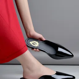 Shoetopia Solid Mule Sandals - Black-image-77