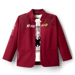 Dapper Dudes Full Sleeves Typography Printed Jacket With Tee - Maroon-picture-42