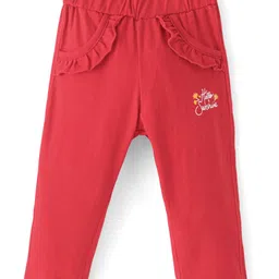 Doodle Poodle 100% Cotton Teddy Printed Leggings Pack of 2 -Yellow & Red image 2