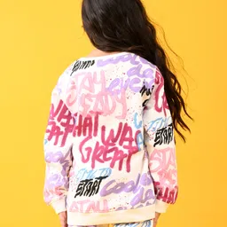 Anthrilo Fleece Full Sleeves Text Printed Sweatshirt - White image 3