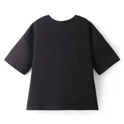 Pine Kids Disney Terry Knit Half Drop Shoulder Sleeves Oversized T-Shirt with Daisy Duck Graphics - Black image 2