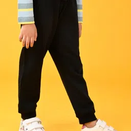 Anthrilo Fleece Heart Printed Comfort Fit Joggers - Black image 4