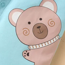 Mini Taurus Cotton Knit Half Sleeves Rompers With Animal Print - Light Blue image 3