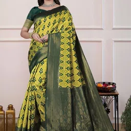 Vidula Fashion Ethnic Motifs Zari Banarasi Saree With Unstitched Blouse Piece image 4
