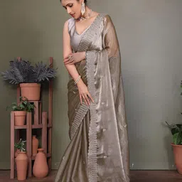 ALAGINI Ethnic Motifs Embroidered Organza Saree image 2