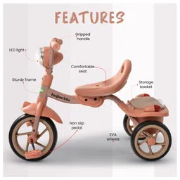 Baybee Flyer Baby Tricycle for Kids Smart Plug & Play Kids Cycle with Eva Wheels Head Light Music Storage Baskets & High Backrest (Pink) image 4
