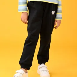 Anthrilo Fleece Heart Printed Comfort Fit Joggers - Black image 5