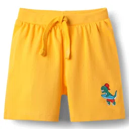 Babyhug Single Jersey Knit Shorts With Stripes & Dino Print Pack Of 3 - Yellow Light Blue & Navy Blue image 4