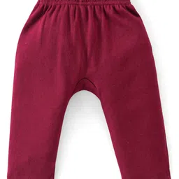 Babyhug Cotton Full Length Diaper Pants Star & Deer Print Pack Of 3 - Maroon Purple & Blue image 5