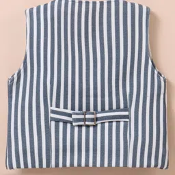 Robo Fry Lycra Knit Full Sleeves Striped 3 Piece Party Suit With Bow & Hat - Grey image 5