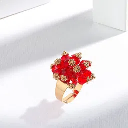 Nias Jewels Women 925 Sterling Silver Gold-Plated Bloom Scarlet Spark Finger Ring-picture-16