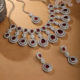 Atasi International Silver-Plated American Diamond Studded Jewellery Set-picture-28