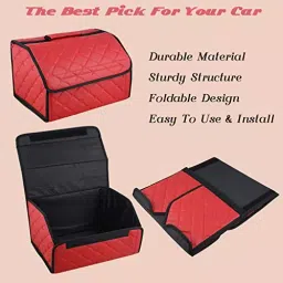 Allextreme Backseat Trunk Organizer Bag Faux Leather Orange and Black Color and Small Size for Cars, SUVs & Trucks, EXTOSOB1 image 4