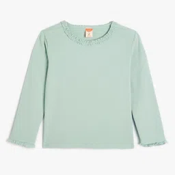 Koton Girls V-Neck Raw Edge T-shirt image 1