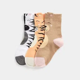Mothercare Kids Multicolor Cotton Printed Socks (Pack of 3)-picture-13