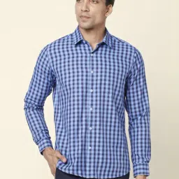 Byford by Pantaloons Navy Slim Fit Checks Shirt-image-41