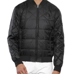 Tommy Hilfiger Black Regular Fit Quilted Bomber Jacket-image-46