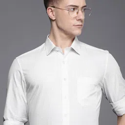Louis Philippe Pure Cotton Slim Fit Grid Tattersall Checked Formal Shirt-image-41
