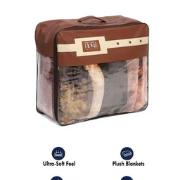 Monte Carlo Brown & Cream Heavy Winter Single Bed Blanket 1051 GSM image 3