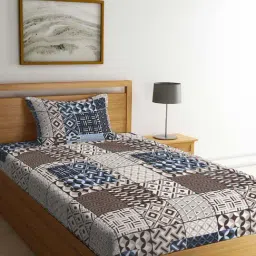 Klotthe Multicolor Cotton Blend 300 TC Single Bedsheet With 1 Pillow Cover-image-11