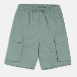 MINIKLUB Kids Sage Green Solid Shorts-picture-11