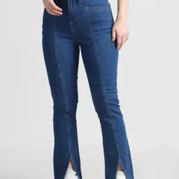 Only Dark Blue Cotton Mid Rise Jeans-image-57