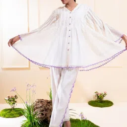 The White Tree Studio Embroidered Smocked Chanderi Top With Trouser image 3