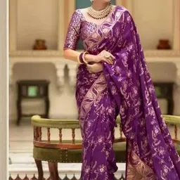 Jhumki creation Women Ethnic Motifs Zari Banarasi Saree image 2