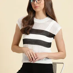 SHOWOFF Striped Extended Sleeves Wool Top-picture-22