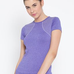 Amante Women Purple Patterned Round Neck T-shirt-picture-4