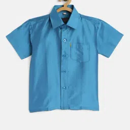 THANGAMAGAN Kids Blue Solid Lining Shirt-picture-32