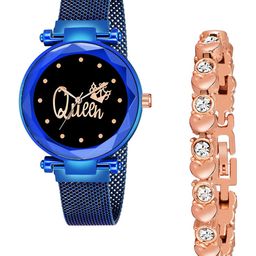 CSAMON Women Bracelet Style Straps Analogue Watch Queen Blue maganet copper Bracelet-picture-3