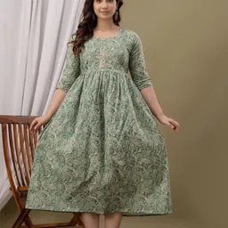 BAESD Women Floral Printed Maternity Fit-Flare Midi Dress-image-15
