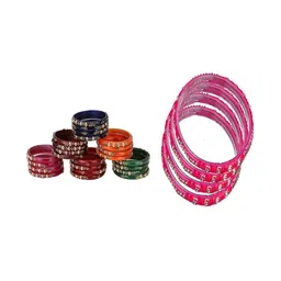 SOMIL Set Of 28 Artificial Stones Studded & Beaded Bangles-picture-13