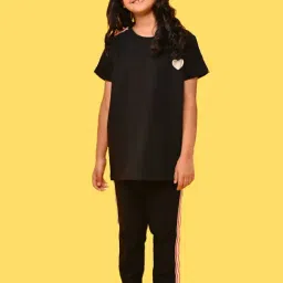 Anthrilo Kids Black Cotton Printed T-Shirt Set-image-48