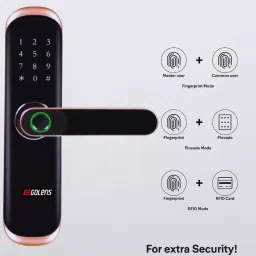 GOLENS Premium Digital Door Lock 5 Way To Unlock Biometric Black Bronze Finish, X3 image 3