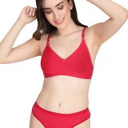 Liigne Pack Of 5 Solid Non Padded Non-Wired Pure Cotton Everyday Bra Lingerie Set image 2