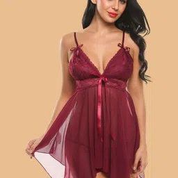 ZERJAMA Lace Sheer Baby Doll with Matching Briefs-picture-30