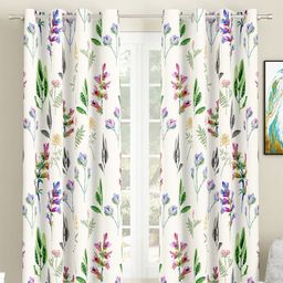 SEJ by Nisha Gupta Set of 2 Floral Eyelet Window Curtains -White-picture-5
