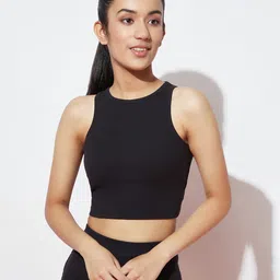 Spunkies Organic Cotton Sleeveless Solid Ribbed Top - Black-image-58