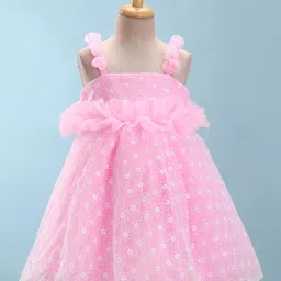 Bluebell Woven Sleeveless Party Frock With Floral Applique & Embroidery - Pink-picture-16