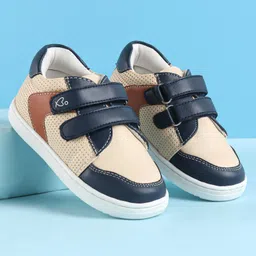 Babyoye Velcro Closure Casual Shoes With Colour Block Design - Beige image 1