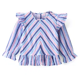 Babyhug Rayon Knit Full Sleeves Striped Top With Frill Detailing - Multicolor-picture-27