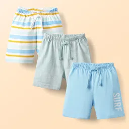 Babyhug Cotton Knit Striped & Pineapple Printed Shorts Pack of 3 - Multicolor-image-82