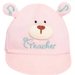 Kidofash Cotton Bear Applique Detailed Cap - Pink-image-92