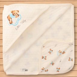 Pink Rabbit Knit Hooded Towel with Little Teddy Print L 81 x B 81 cm - Off White-picture-38