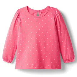 Babyhug 100% Cotton Knit Full Sleeves T-Shirt with Polka Dot Print - Pink-picture-20